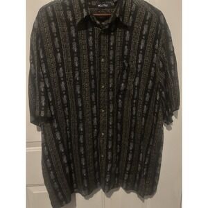 Puritan Men's Hawaiian Shirt Casual Black‎ Button Up XL